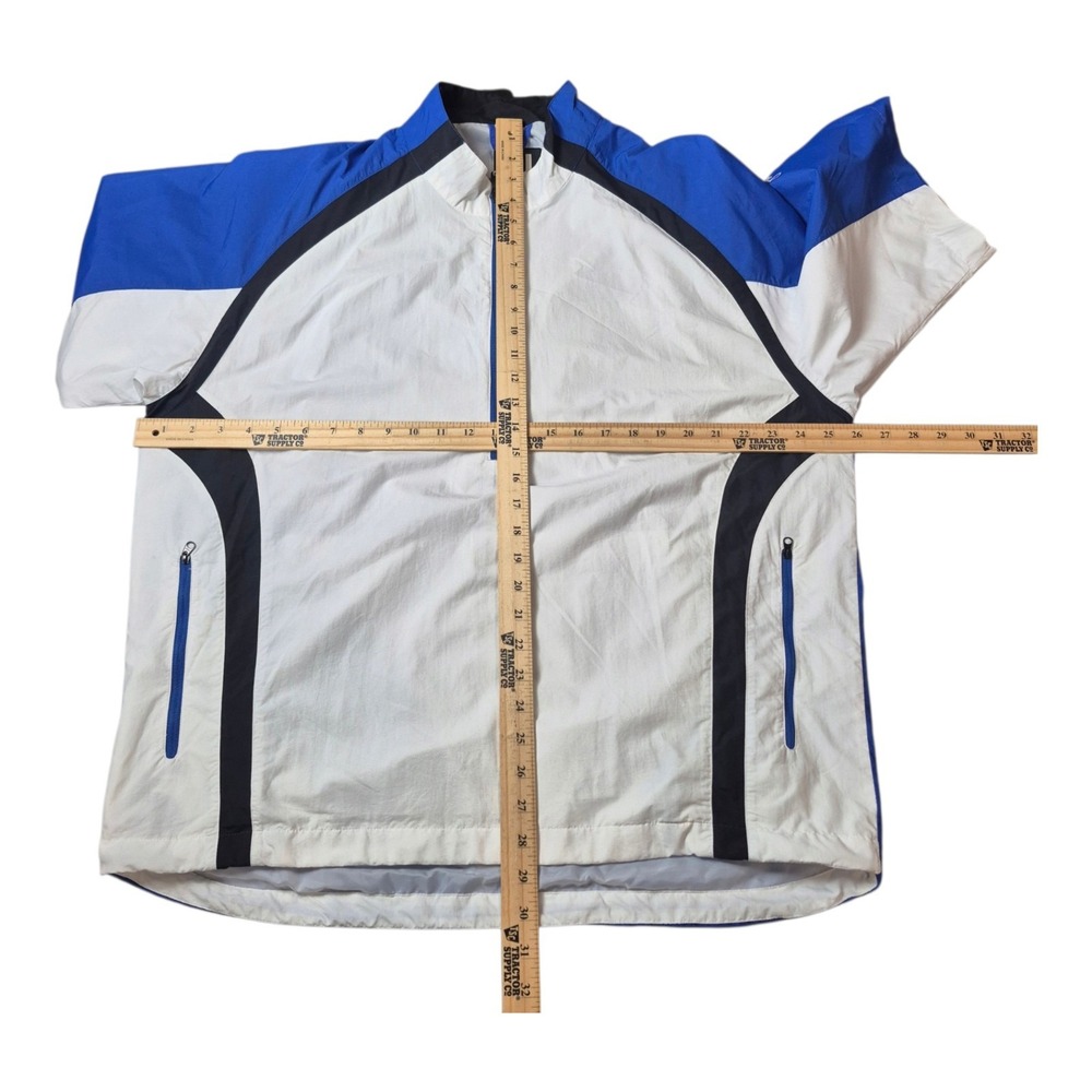 FootJoy Men's XL 1/2 Zip Short Sleeve Golf Windbreaker Pullover Blue White Black - Picture 4 of 7